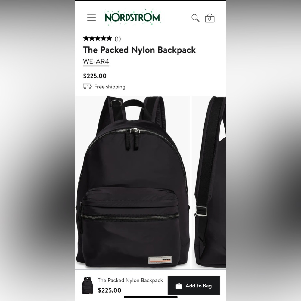 WE-AR4 The Packed Nylon Backpack- Brand new black. MSRP $225